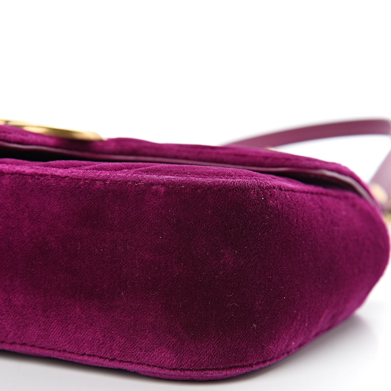 Gucci Velvet Matelasse Mini GG Marmont Shoulder Bag Fuchsia Violet Cyclamen 10 of 10