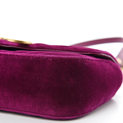 Gucci Velvet Matelasse Mini GG Marmont Shoulder Bag Fuchsia Violet Cyclamen 10 of 10