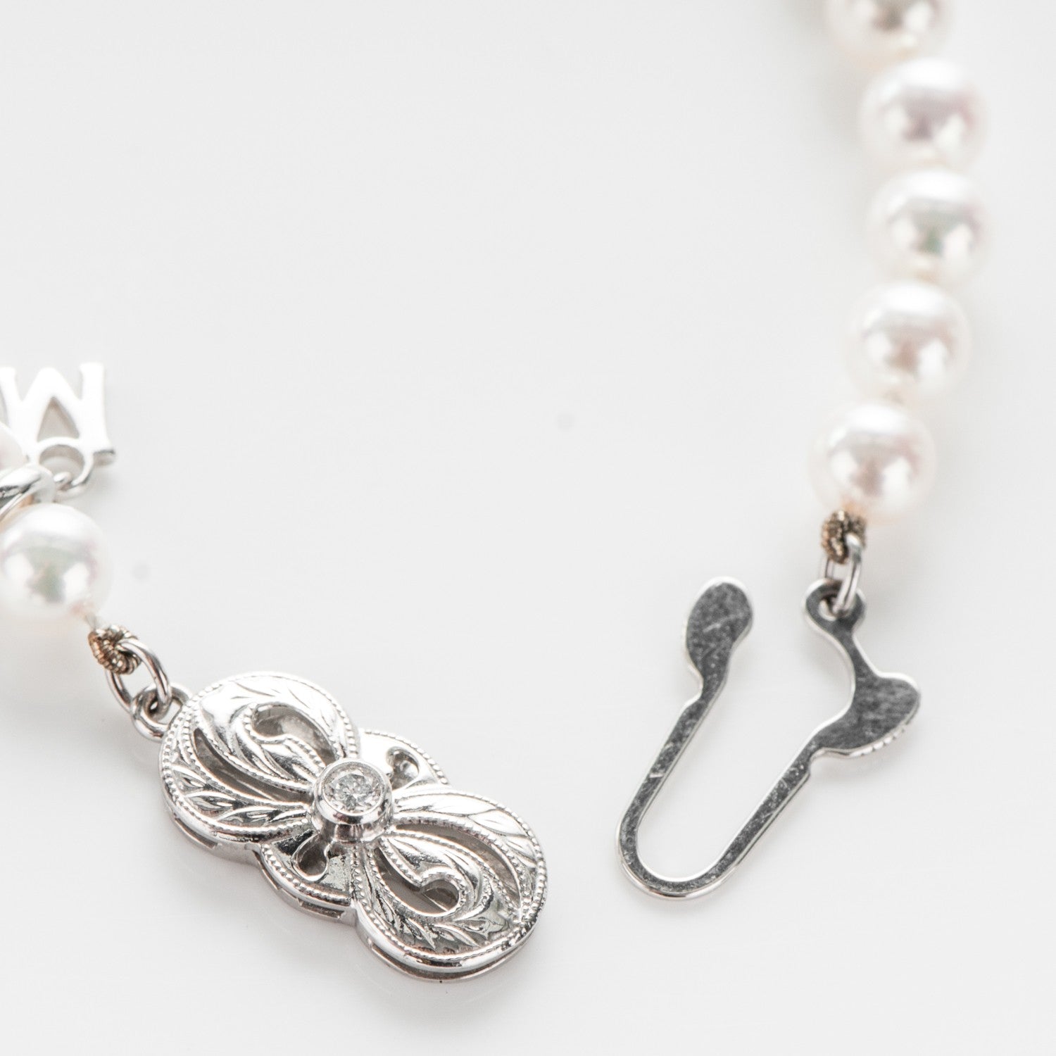 Mikimoto 18K White Gold Diamond Akoya Cultured Pearl 5mm Strand Bracelet 6 of 8