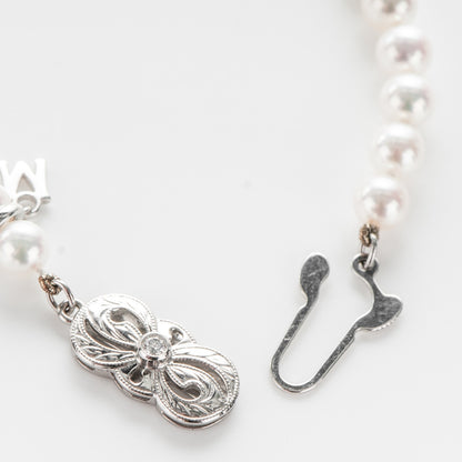 Mikimoto 18K White Gold Diamond Akoya Cultured Pearl 5mm Strand Bracelet 6 of 8