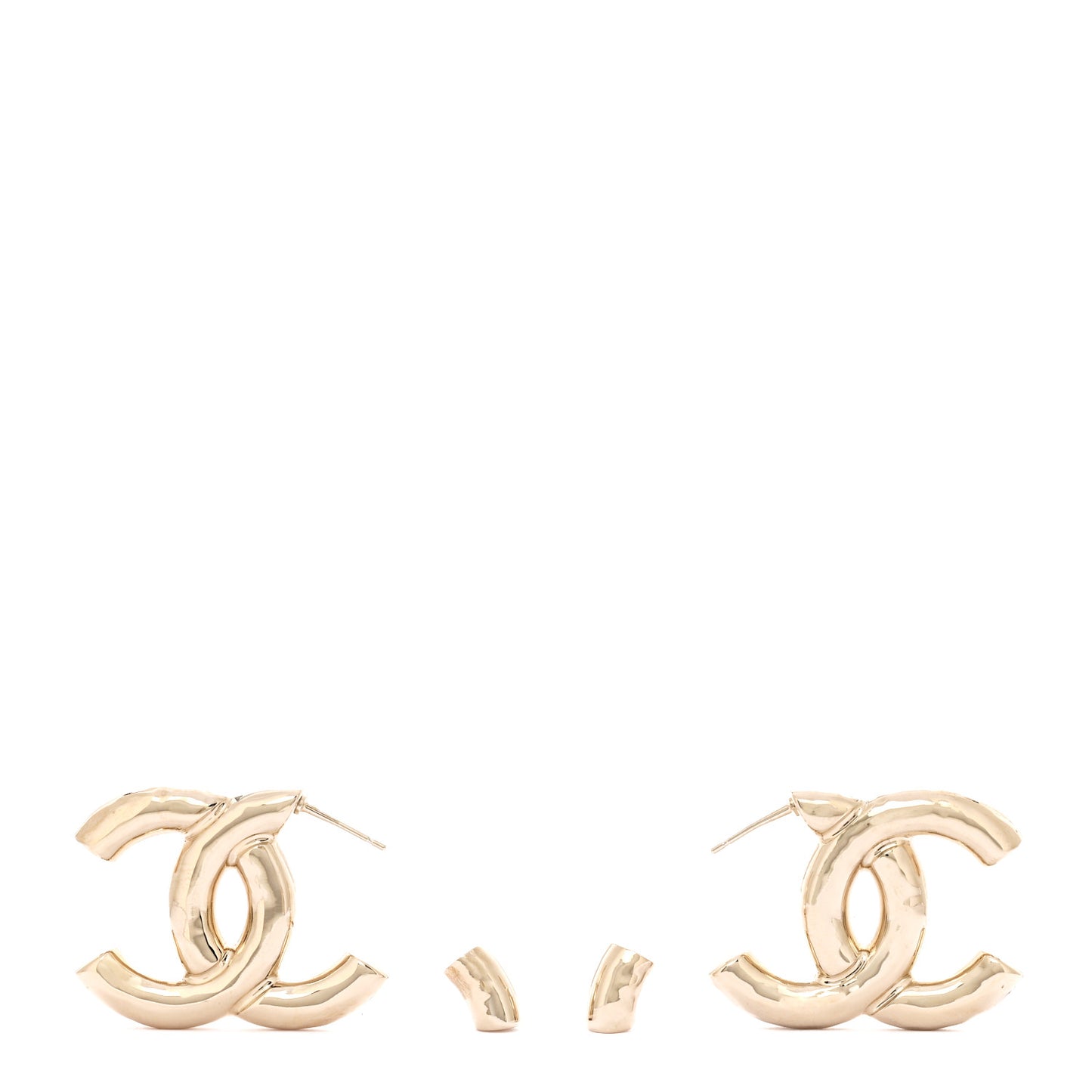 Metal Large CC Earrings Light Gold