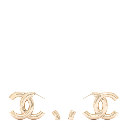 Chanel Metal Large CC Earrings Light Gold 3 of 5