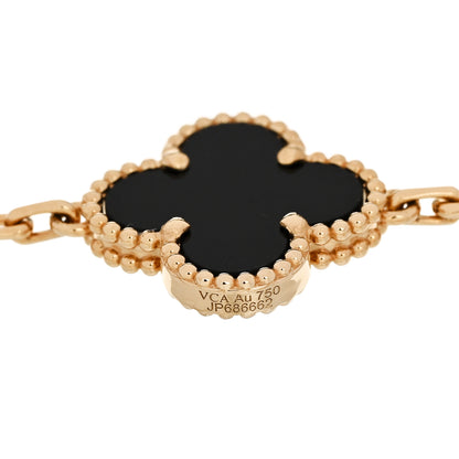 Van Cleef & Arpels 18K Yellow Gold Black Onyx 5 Motifs Vintage Alhambra Bracelet 4 of 5
