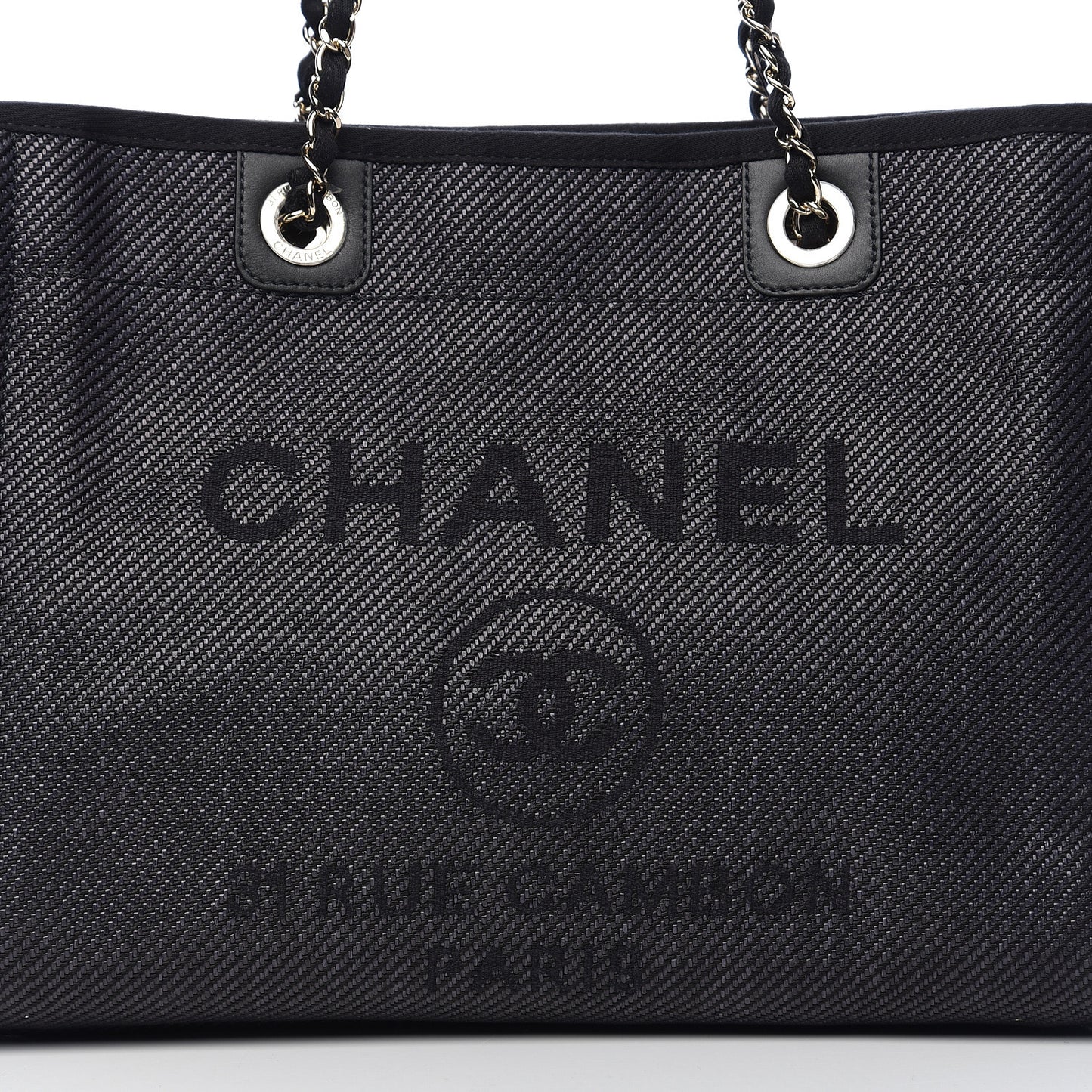 Mixed Fibers Calfskin Small Deauville Tote Black