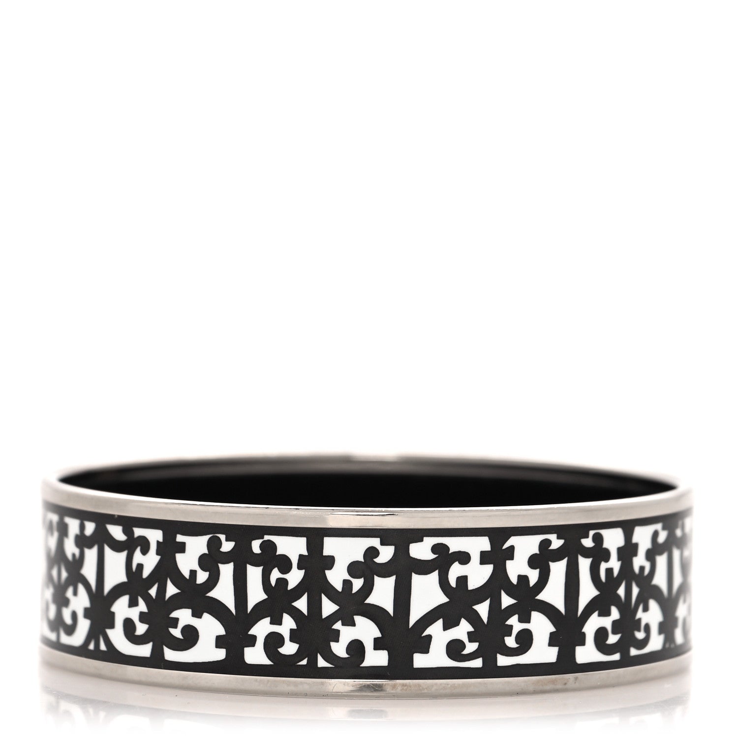 Hermes Enamel Printed Wide Balcons du Guadalquivir Bracelet 70 Black 1 of 5
