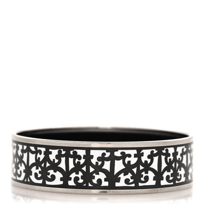 Hermes Enamel Printed Wide Balcons du Guadalquivir Bracelet 70 Black 1 of 5