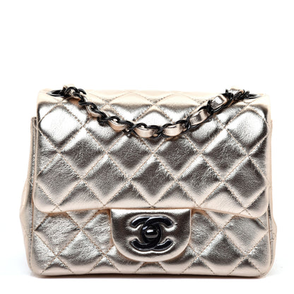 Chanel Metallic Lambskin Quilted Mini Square Flap Gold Black 1 of 11
