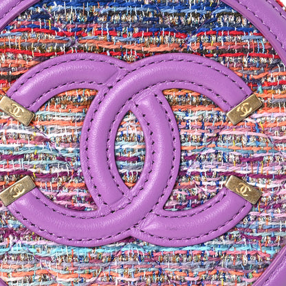 Chanel Tweed Quilted Round Filigree Clutch With Chain Purple Multicolor 8 of 10