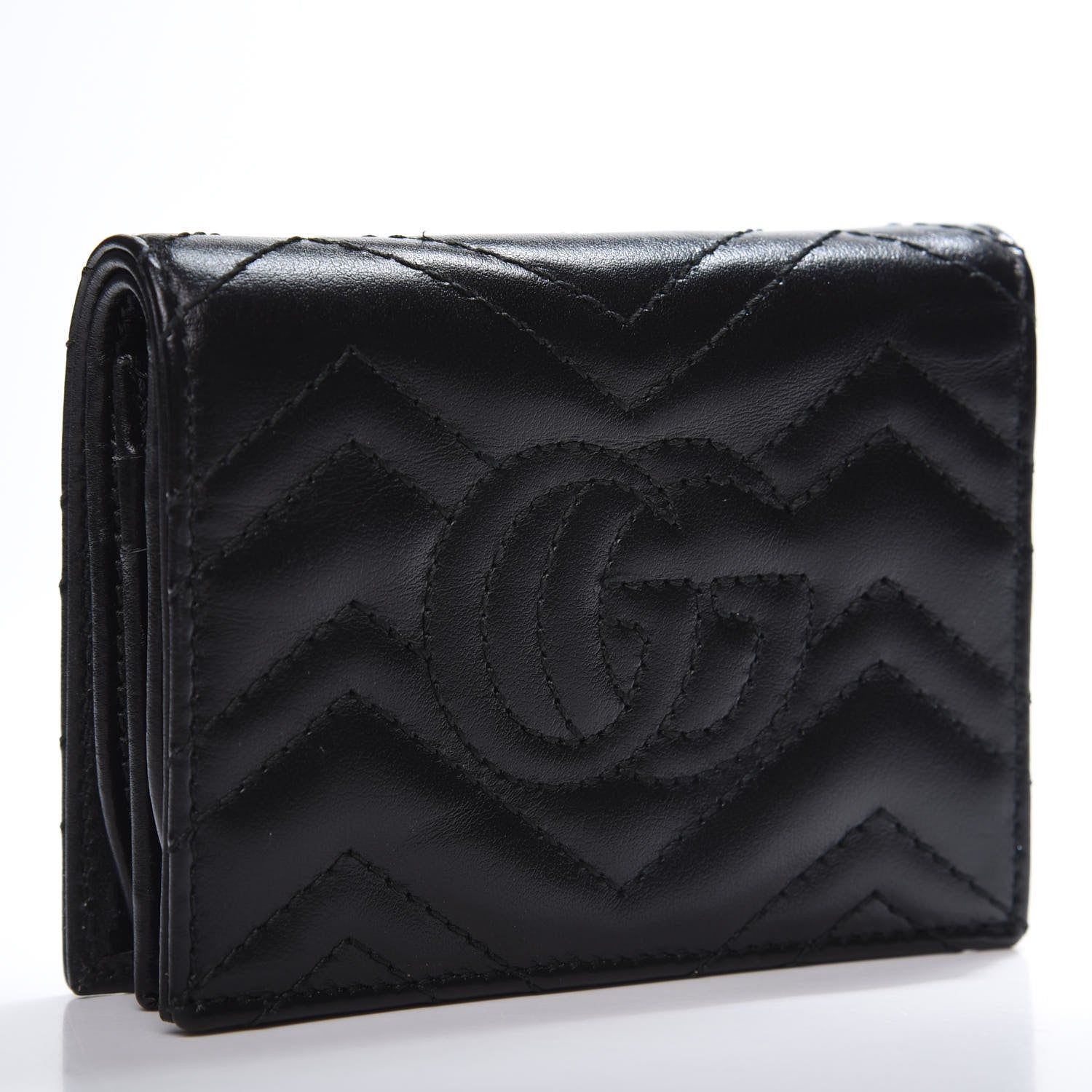 Gucci Calfskin Matelasse GG Marmont Card Case Wallet Black 2 of 12