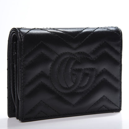 Gucci Calfskin Matelasse GG Marmont Card Case Wallet Black 2 of 12