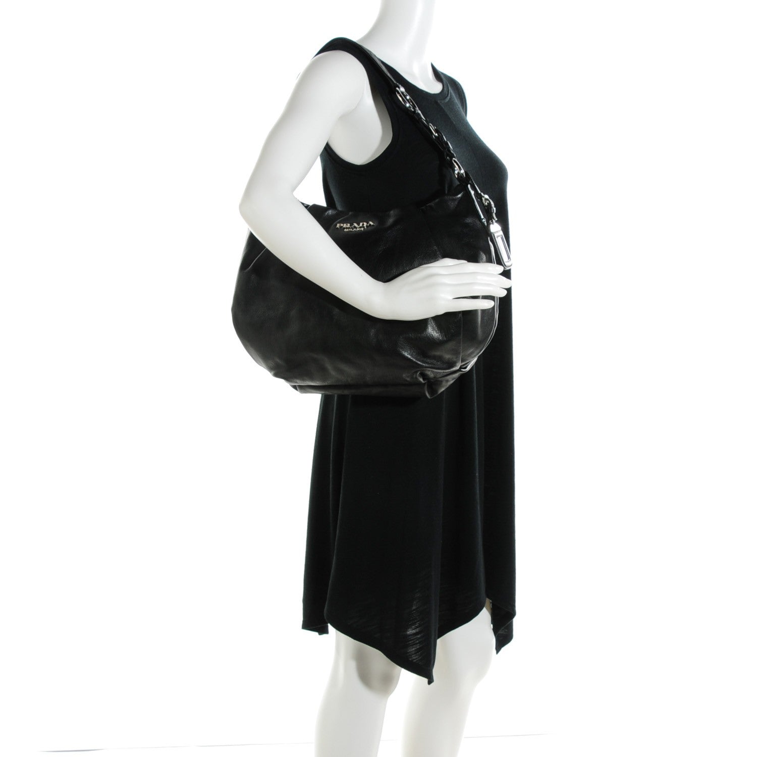 Prada Soft Calf Hobo Black 2 of 8