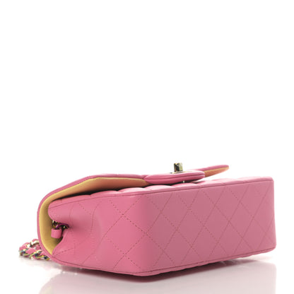 Chanel Lambskin Quilted Mini Rectangular Flap Pink Yellow 4 of 10