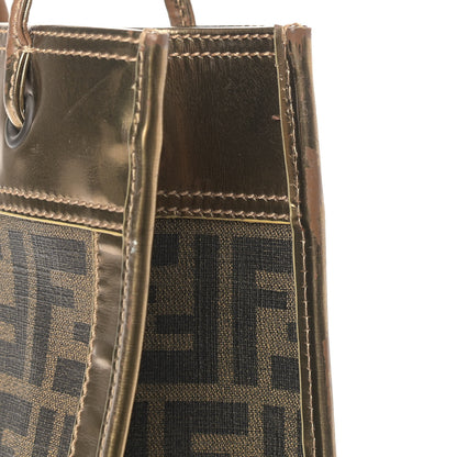Fendi Metallic Calfskin Zucca Spalmati Shopping Tote Tobacco 16 of 17