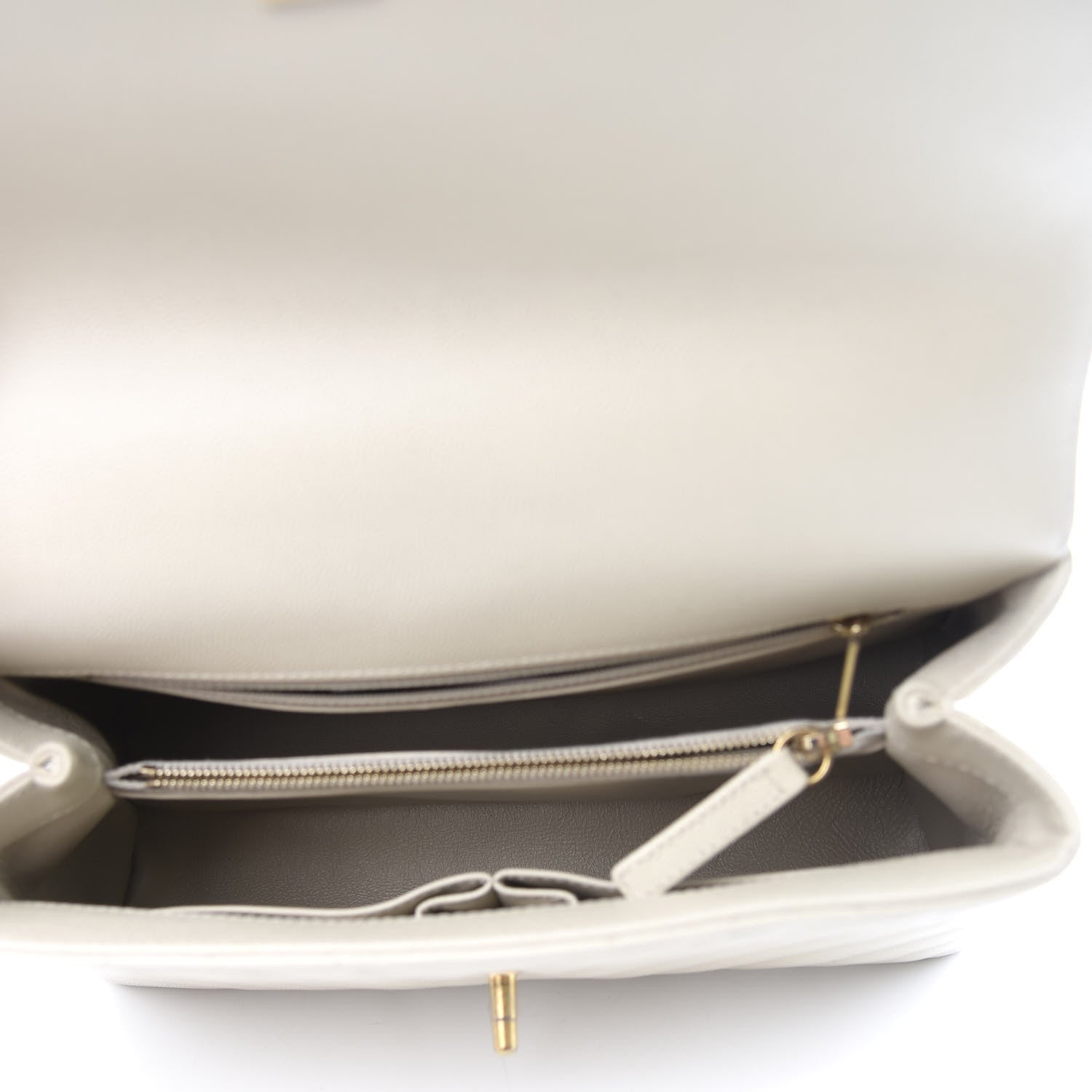 Chanel Caviar Lizard Chevron Quilted Small Coco Handle Flap Ivory 4 of 11
