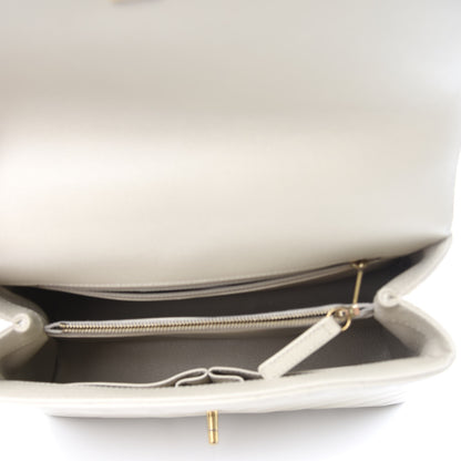 Chanel Caviar Lizard Chevron Quilted Small Coco Handle Flap Ivory 4 of 11