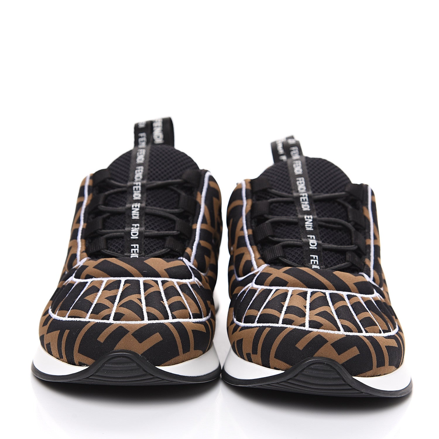 Fendi Stretch Fabric FFreedom Sneakers 36 Tobacco Black White 2 of 8
