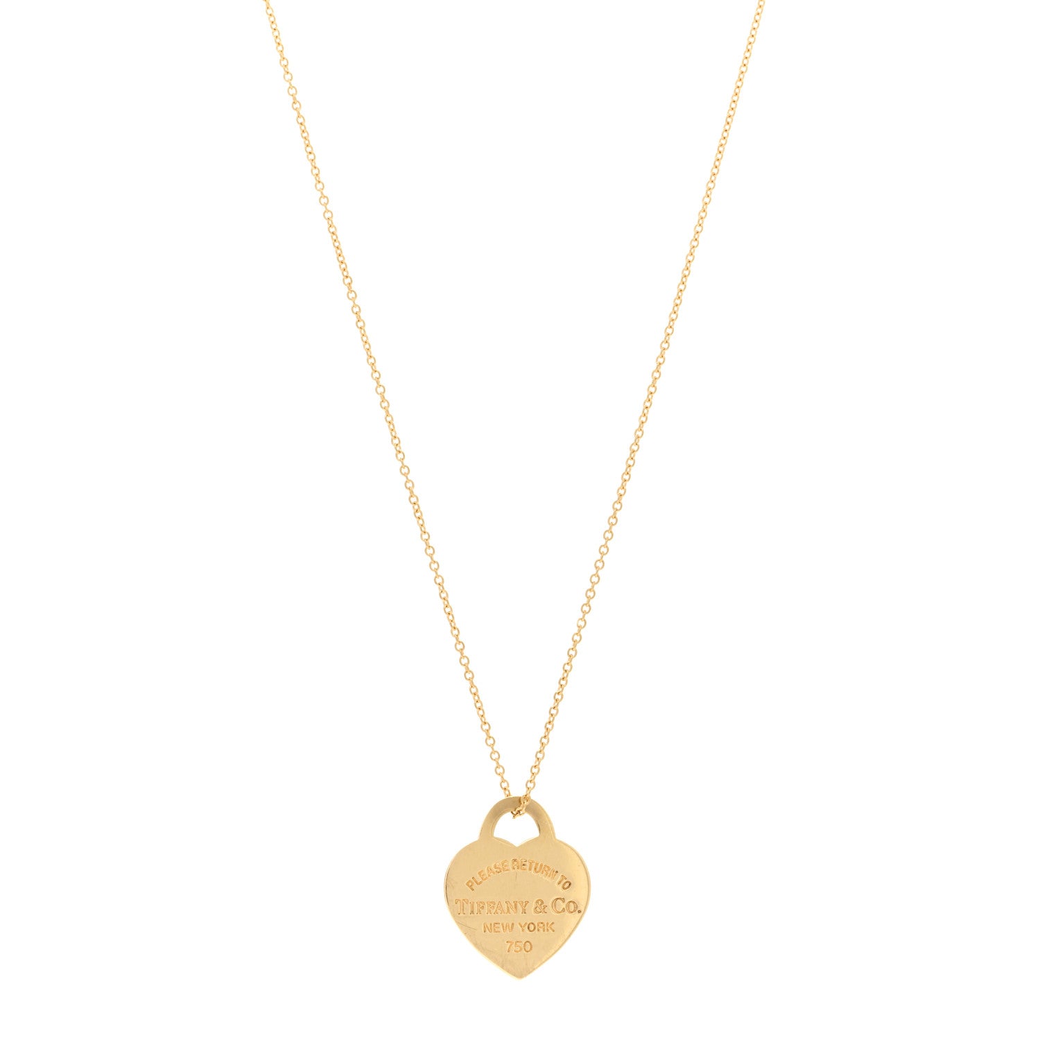 Tiffany 18K Yellow Gold Small Return to Tiffany Heart Tag Pendant Necklace 1 of 4