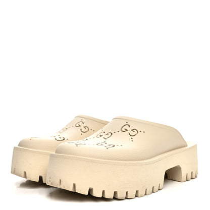 Gucci Rubber Monogram GG Go Through Platform Slide Clogs 41 Mystic White 4 of 10