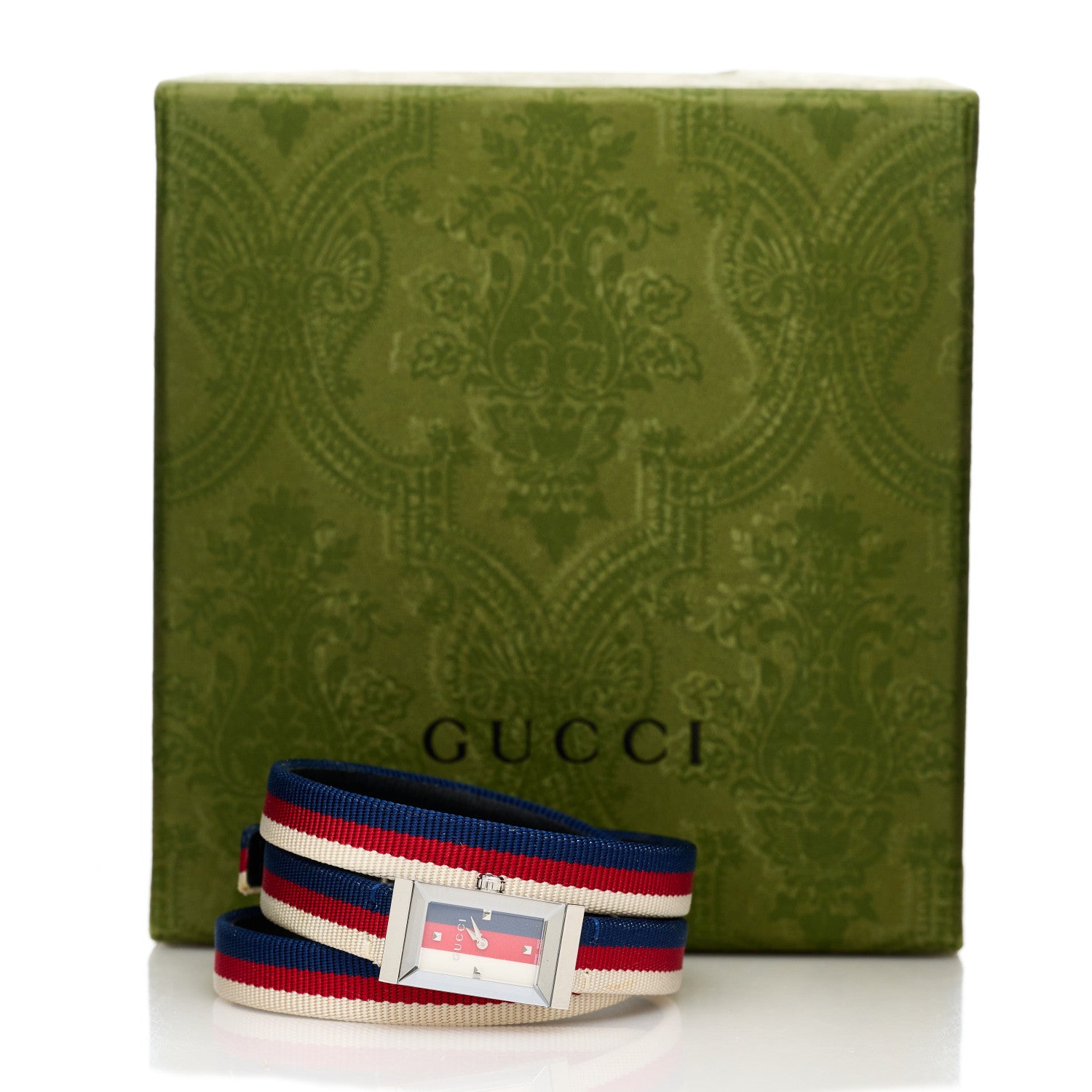 Gucci Stainless Steel Nylon Mother of Pearl 14mm Web G-Frame Double Wrap Quartz Watch Blue 5 of 5