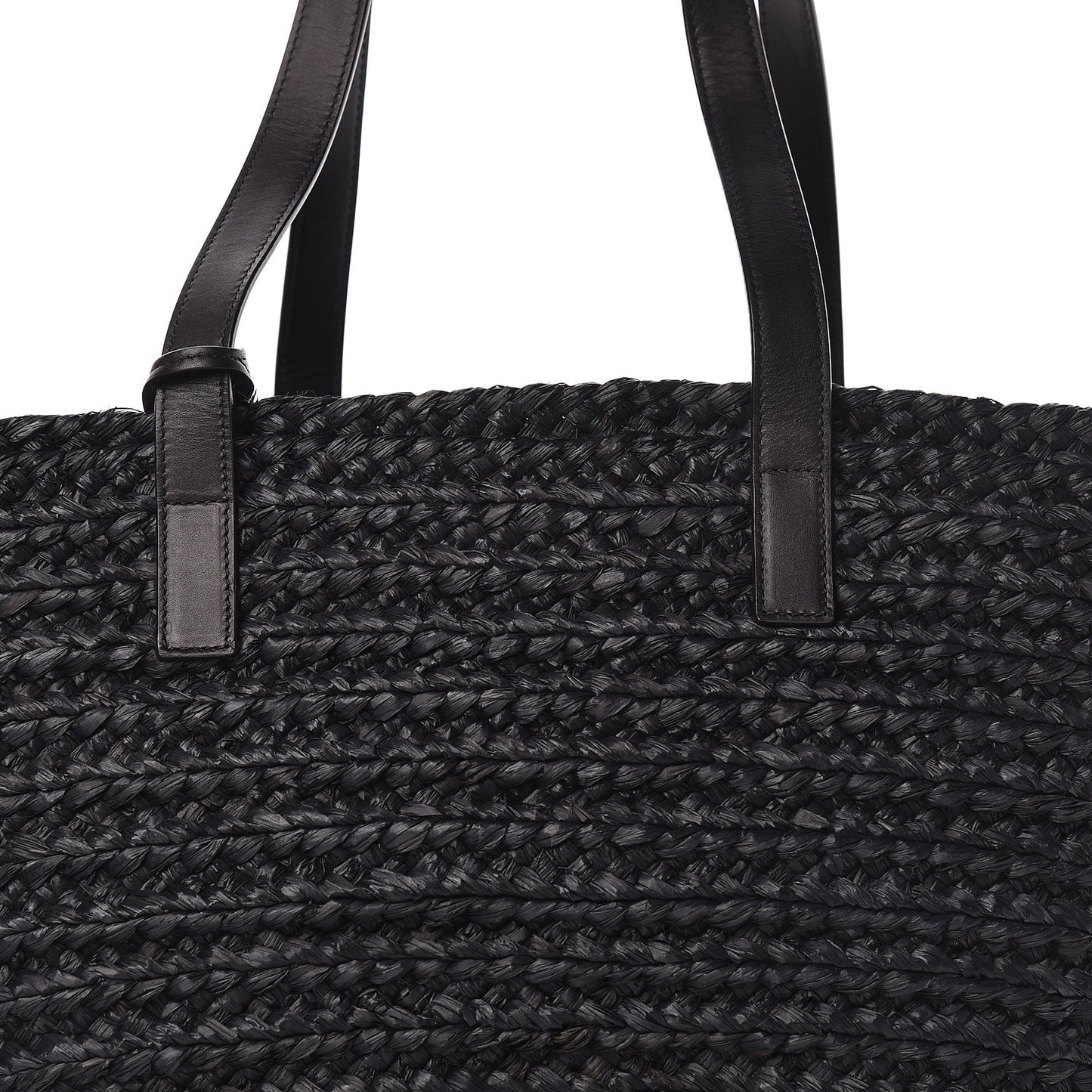 Raffia Medium Panier Bag Black