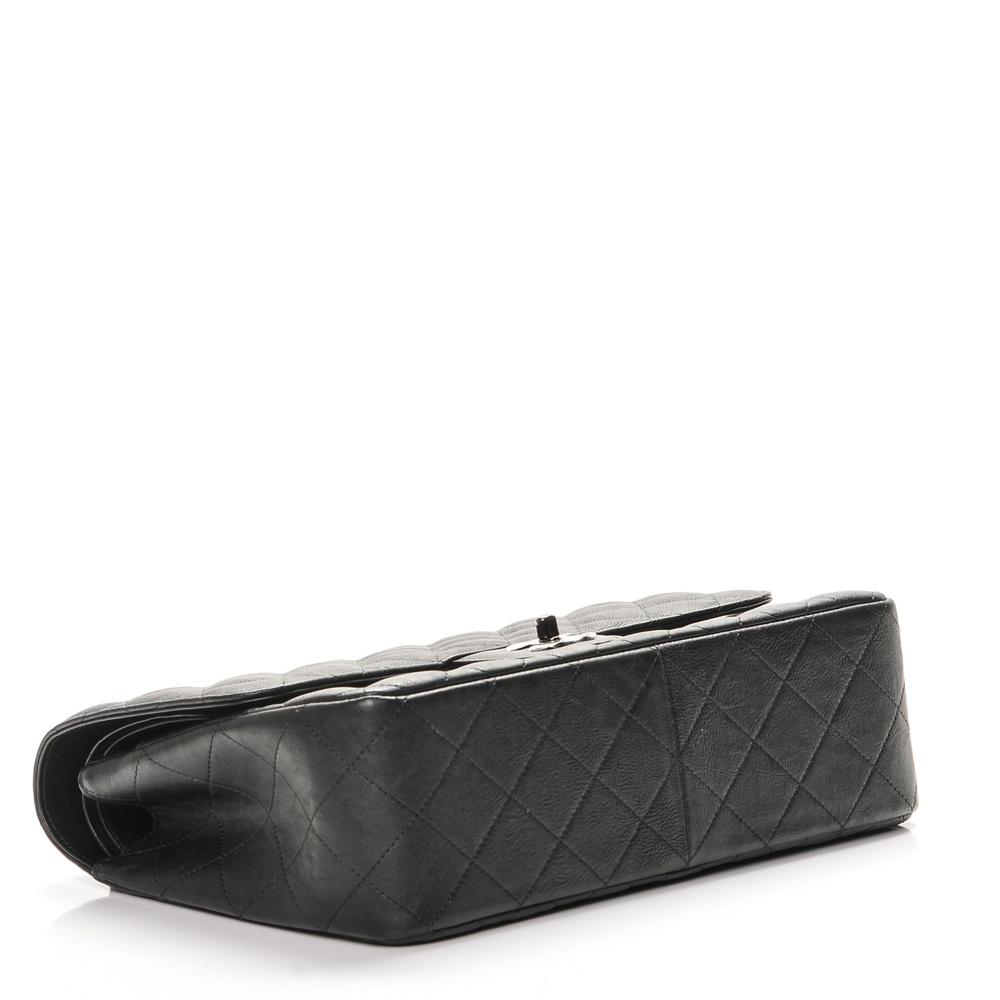 Crumpled Calfskin Quilted Jumbo Double Flap So Black