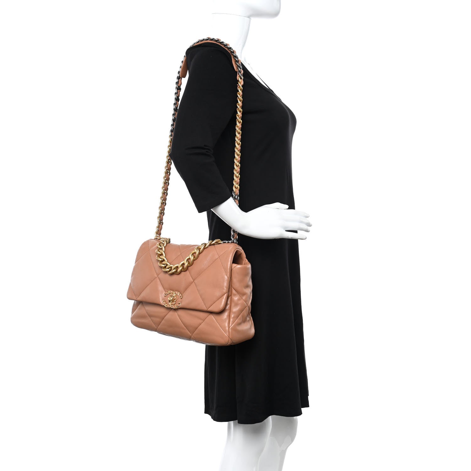 Chanel Lambskin Quilted Large Chanel 19 Flap Brown 2 of 11