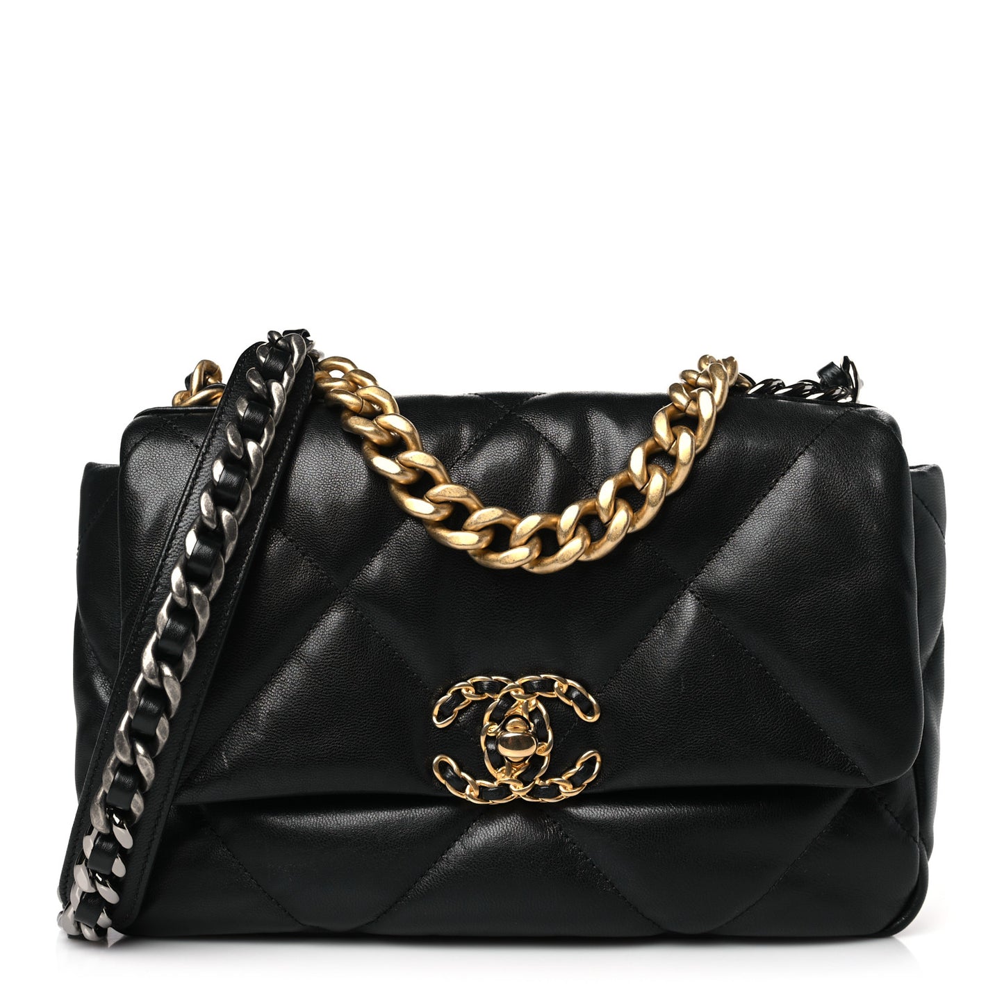Lambskin Quilted Medium Chanel 19 Flap Black