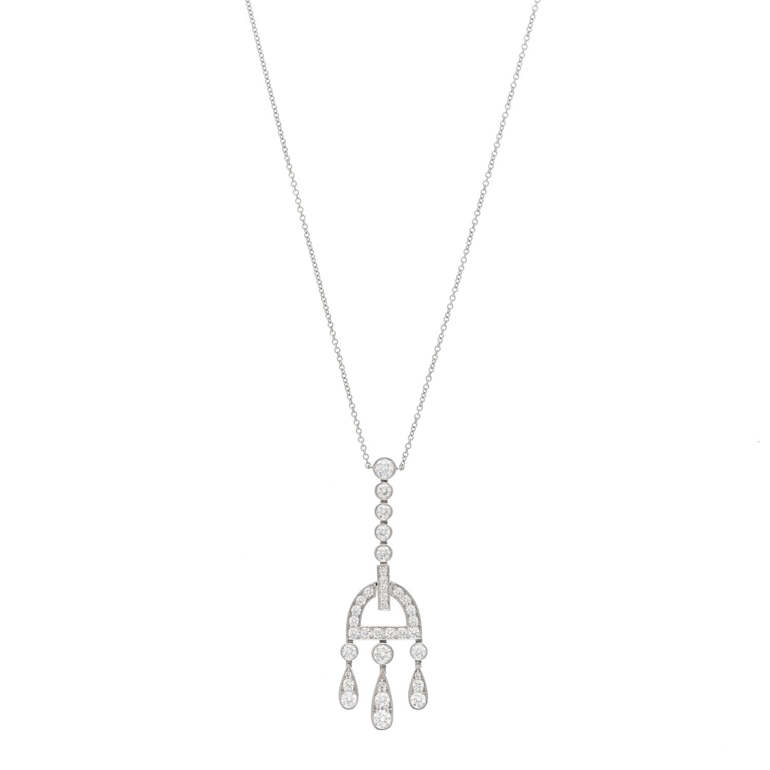 Tiffany Platinum Diamond Jazz Buckle Pendant Necklace 1 of 5