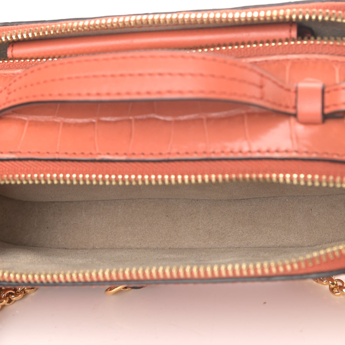 Calfskin Crocodile Embossed Mini C Vanity Bag Tawny Orange