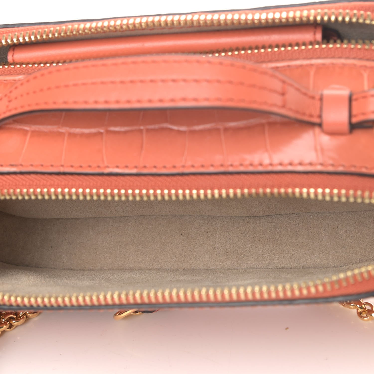 Chloe Calfskin Crocodile Embossed Mini C Vanity Bag Tawny Orange 5 of 5