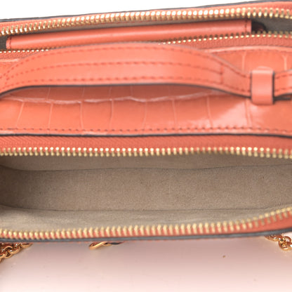 Chloe Calfskin Crocodile Embossed Mini C Vanity Bag Tawny Orange 5 of 5