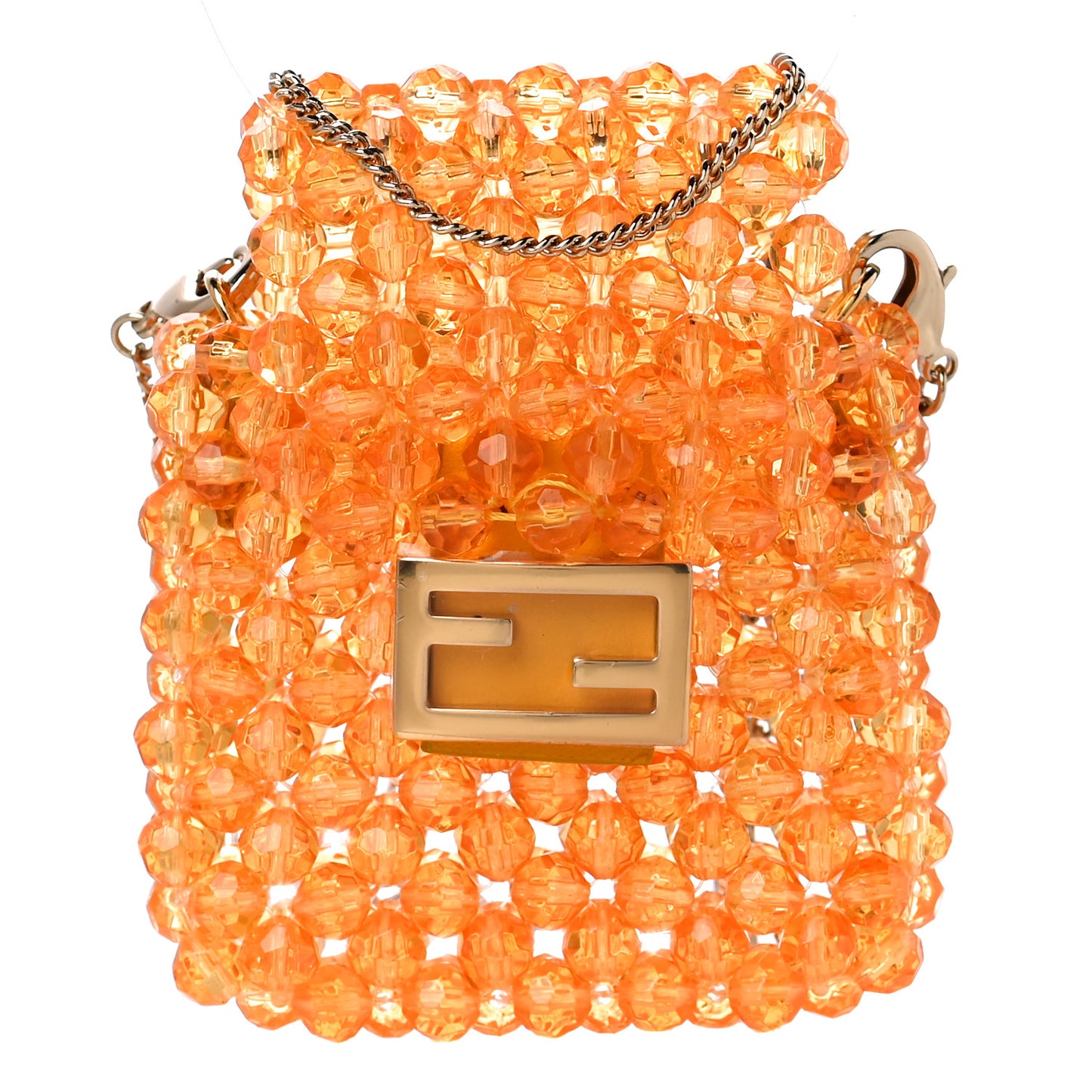 Glass Vitello King Beaded Mini Pico Baguette Charm Orange