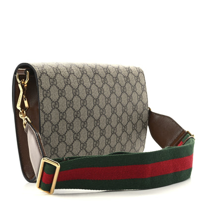 Gucci GG Supreme Monogram Azalea Calfskin Web Small Horsebit 1955 Crossbody Bag Beige Ebony Brown Sugar 2 of 12
