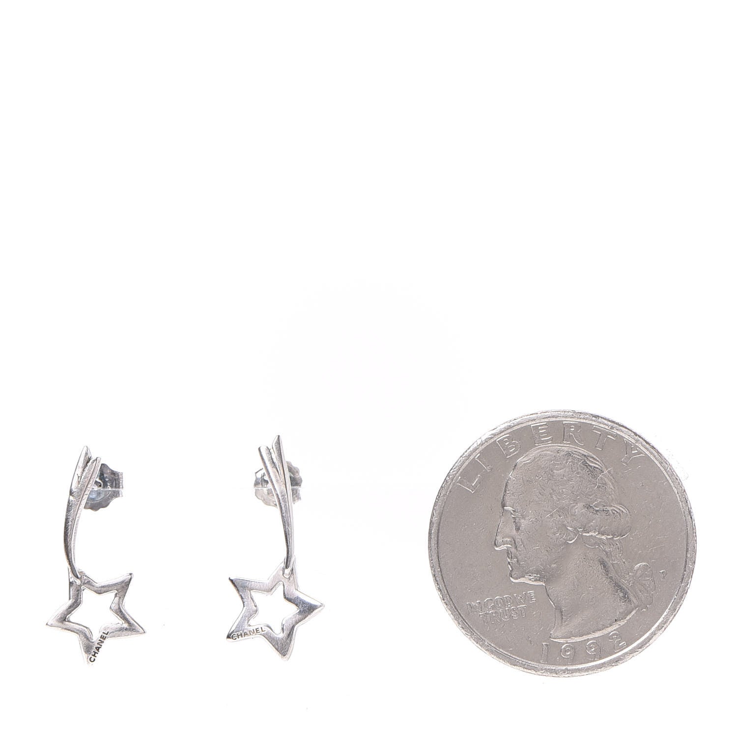 Chanel Metal Shooting Star Earrings Silver 2 of 5