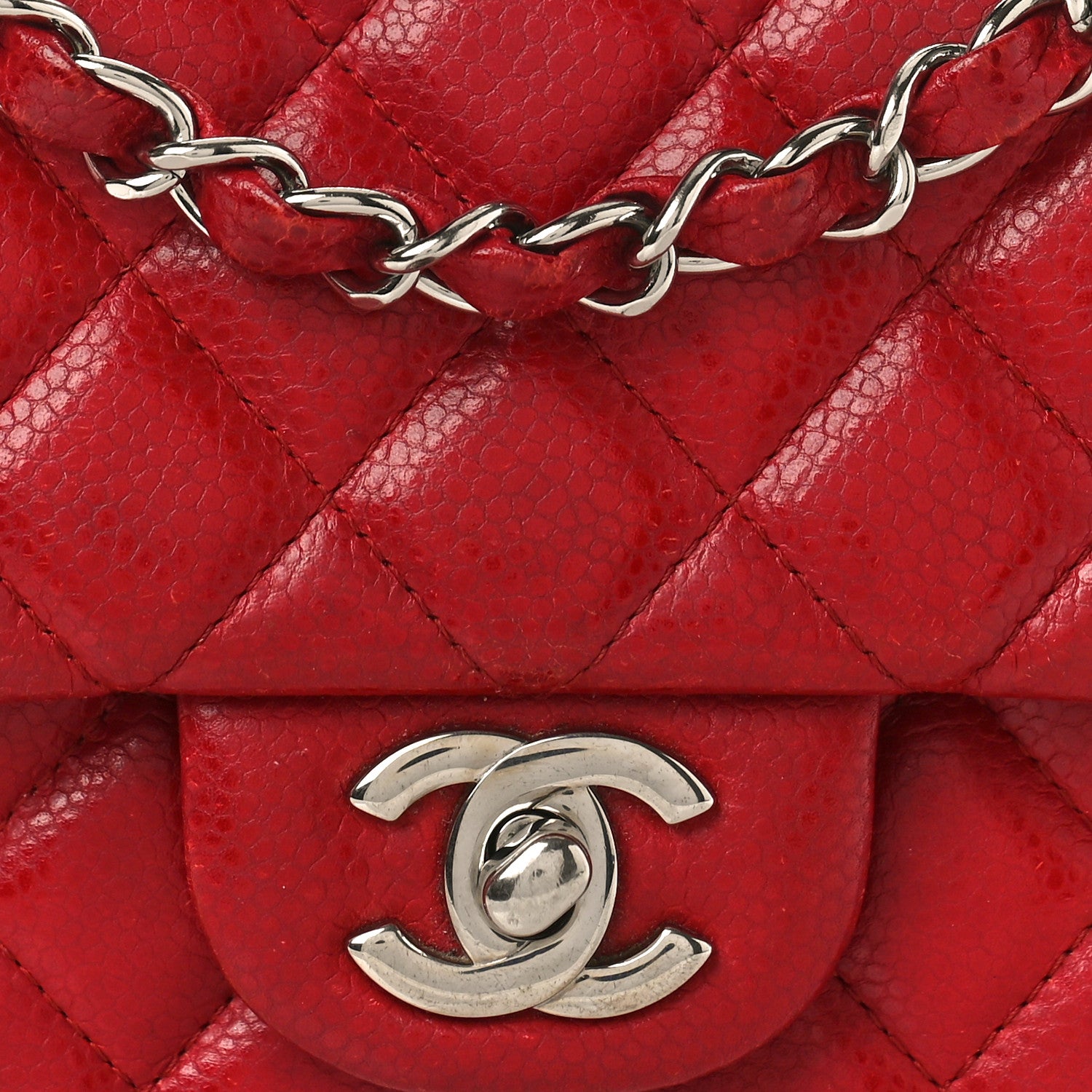 Chanel Caviar Quilted Mini Rectangular Flap Red 8 of 14
