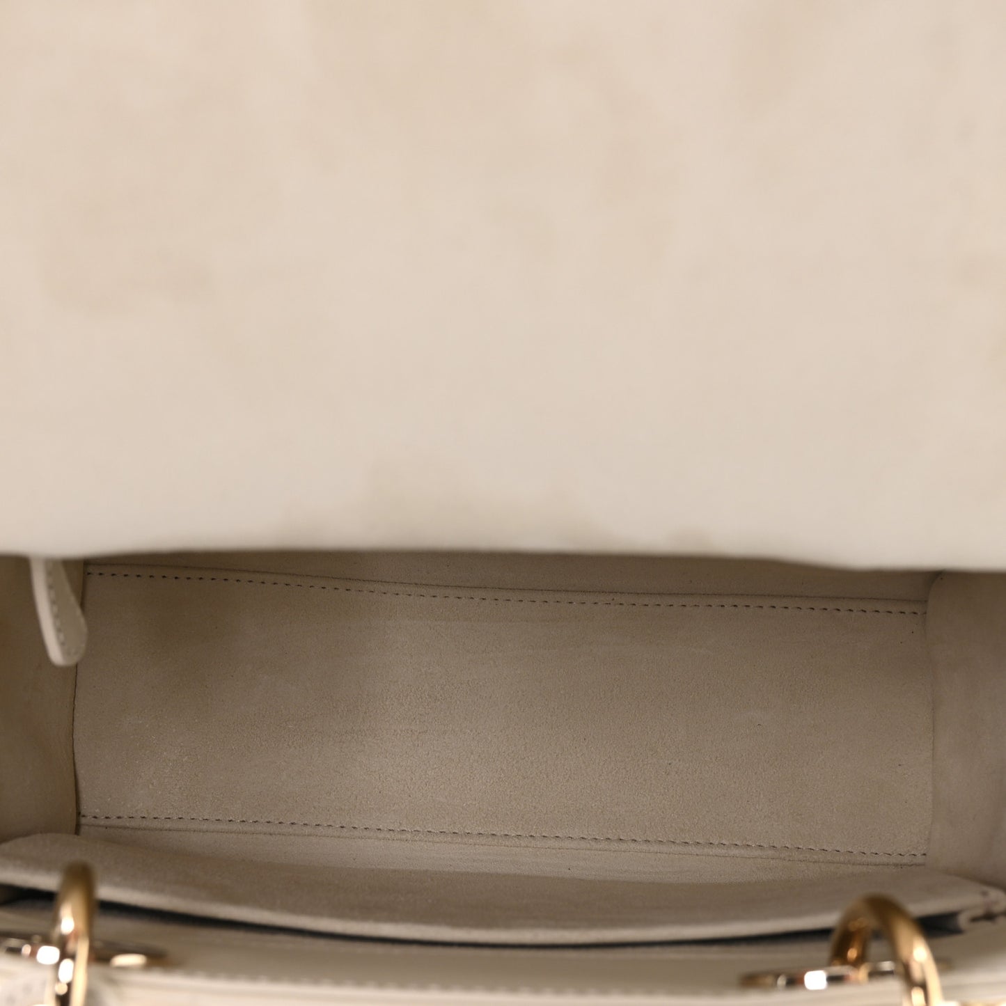 Calfskin Embroidered Medium Lady D-Lite White Gold