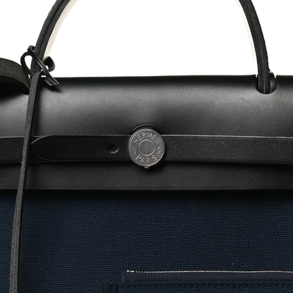 Hermes Toile Vache Hunter Herbag Zip PM 31 Bleu Marine Black 9 of 21
