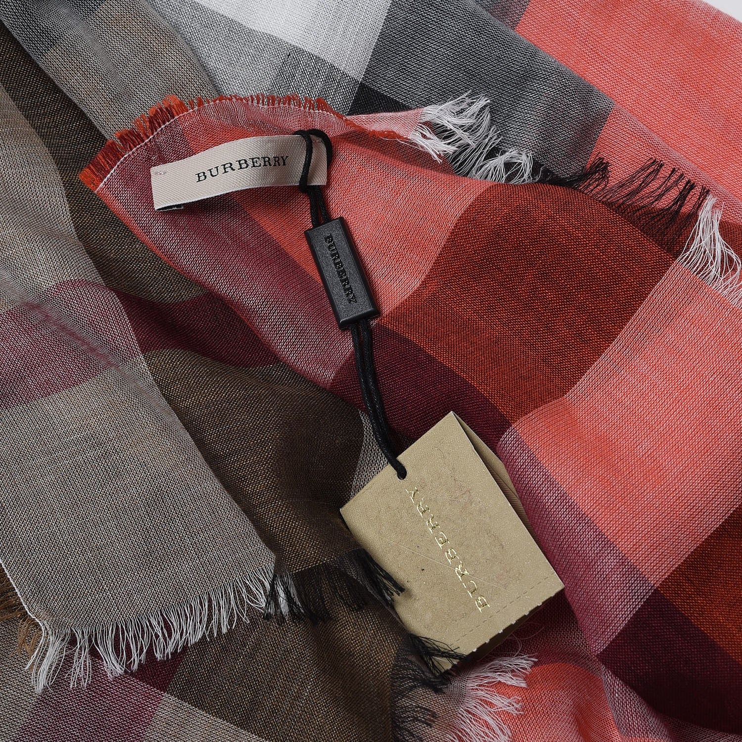 Burberry Cotton Silk Wool Half Mega Check Scarf Honey 4 of 4