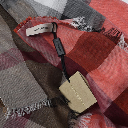Burberry Cotton Silk Wool Half Mega Check Scarf Honey 4 of 4