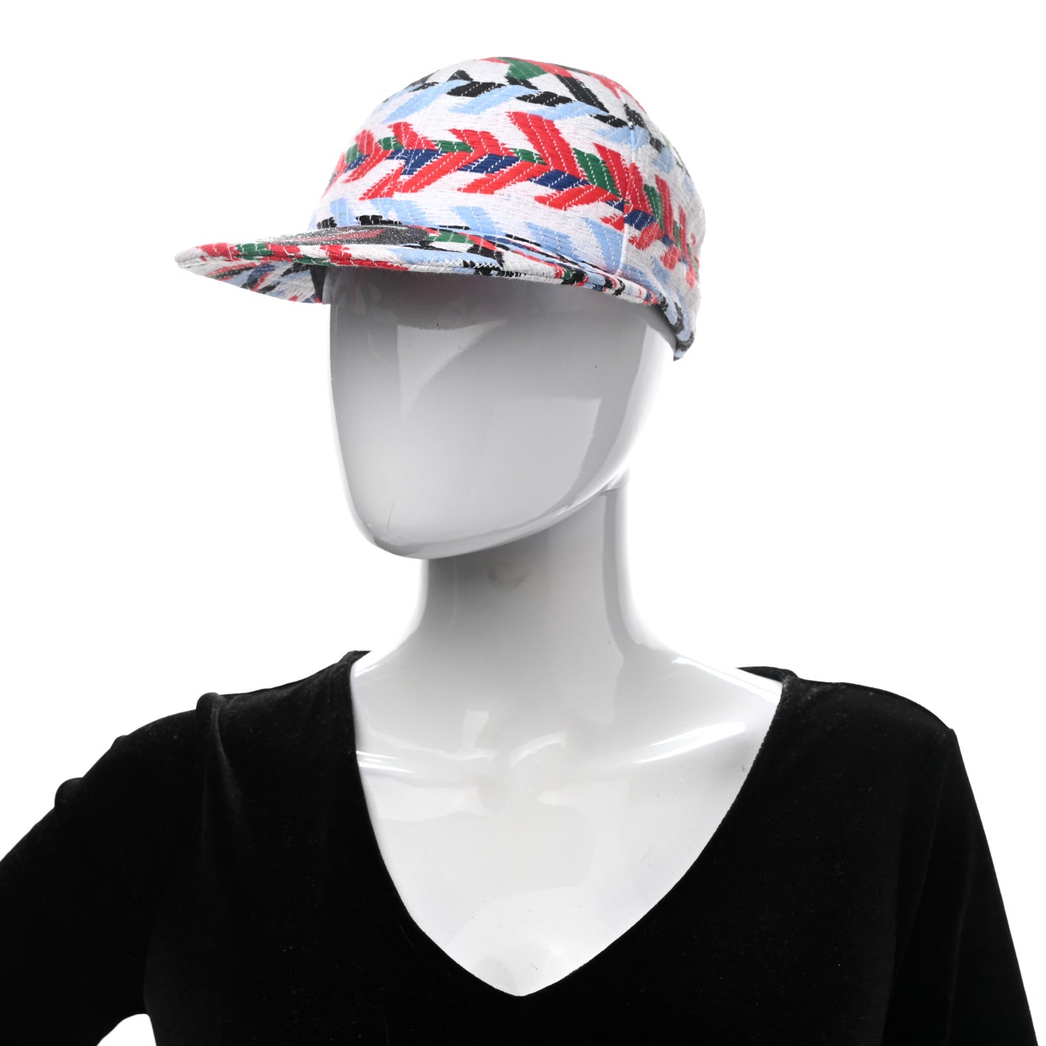 Chanel Tweed Woven Airline CC Cap Hat Red White Blue 2 of 8