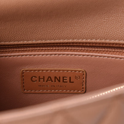 Chanel Caviar Quilted Lizard Embossed Small Coco Handle Flap Brown 9 of 11