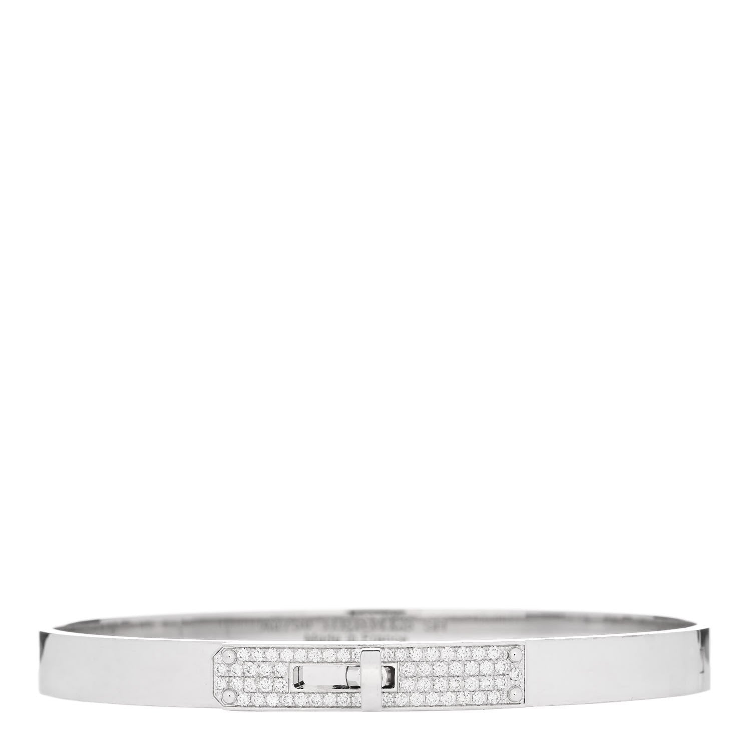 Hermes 18K White Gold Diamond PM Kelly Pave Bracelet SH 1 of 3