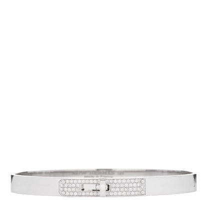 Hermes 18K White Gold Diamond PM Kelly Pave Bracelet SH 1 of 3