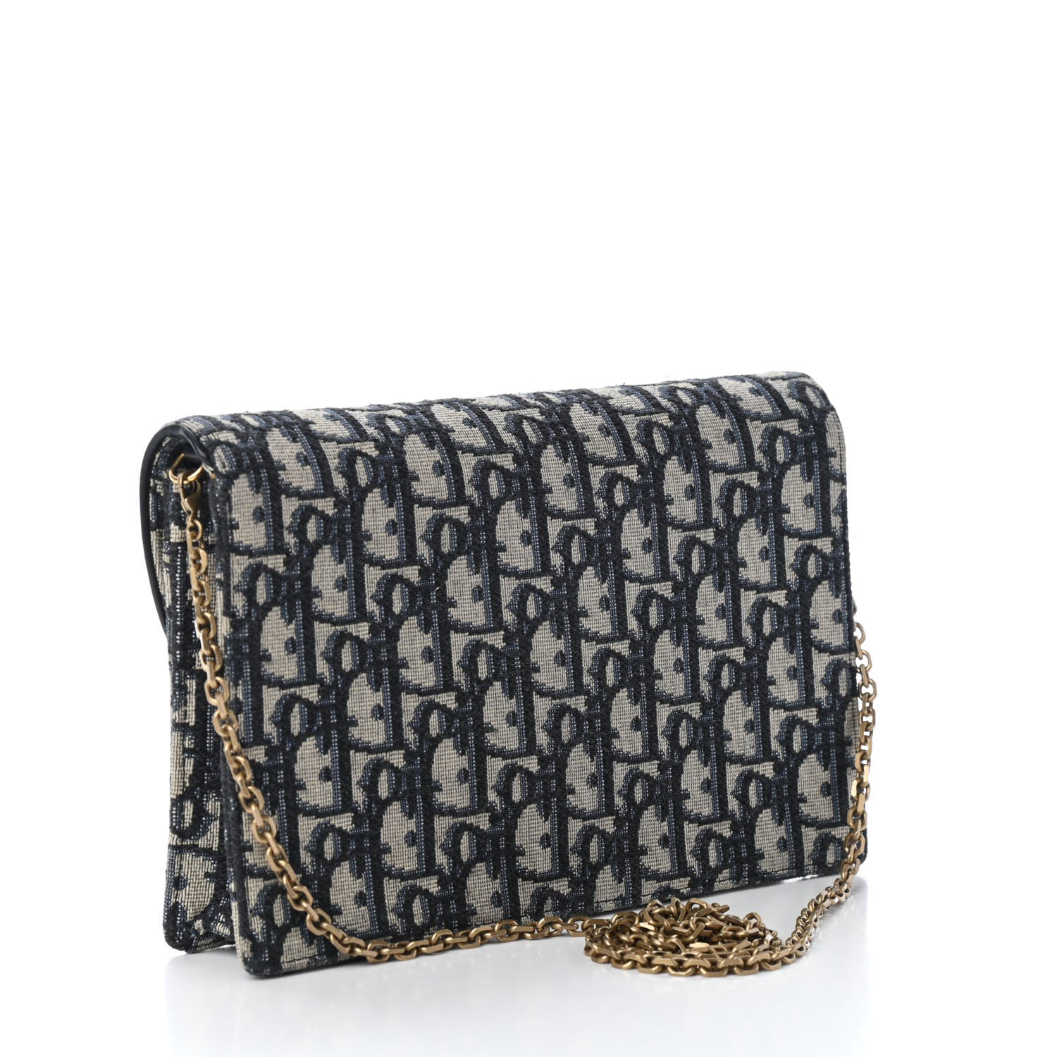 Christian Dior Oblique Saddle Chain Pouch Blue 3 of 9