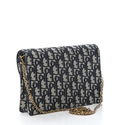 Christian Dior Oblique Saddle Chain Pouch Blue 3 of 9