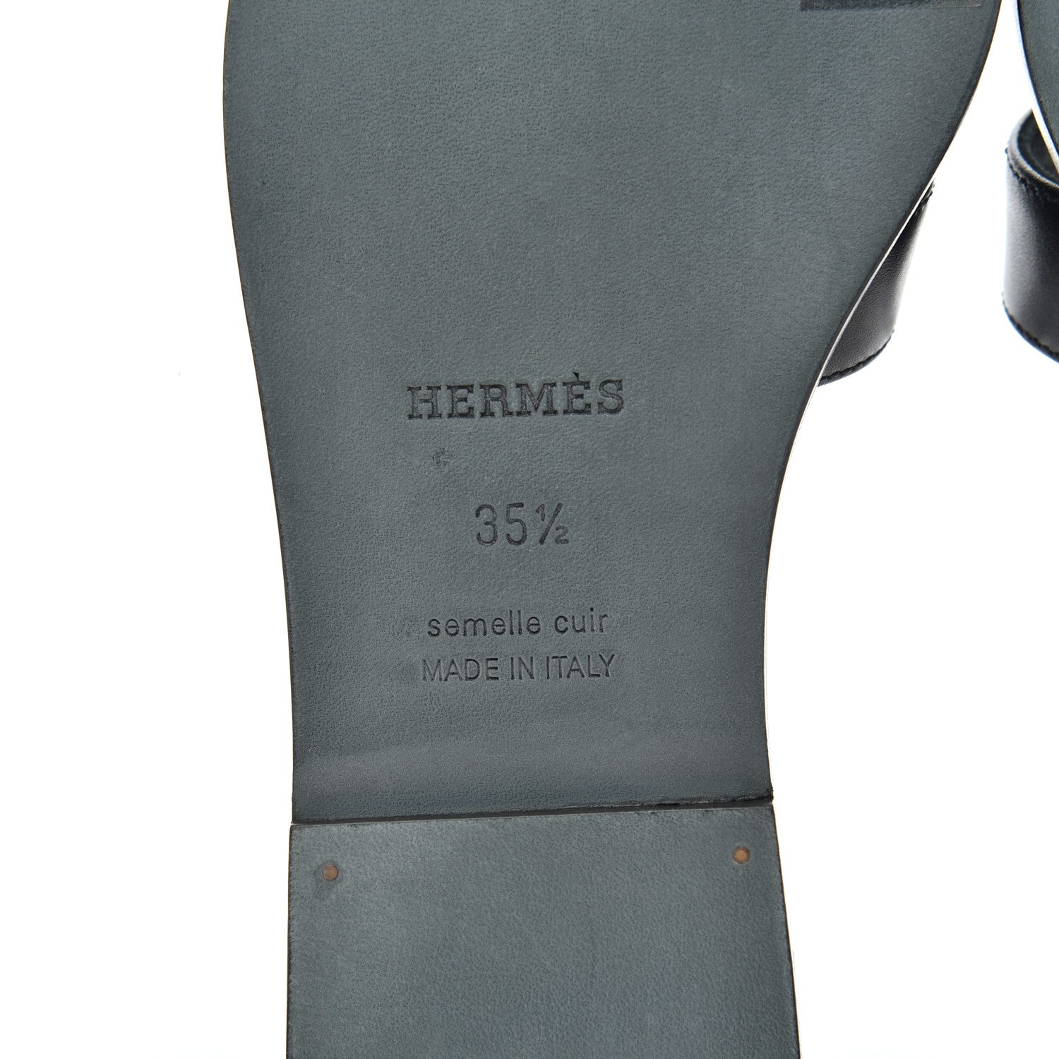 Hermes Box Calfskin Oran Sandals 35.5 Black 7 of 9