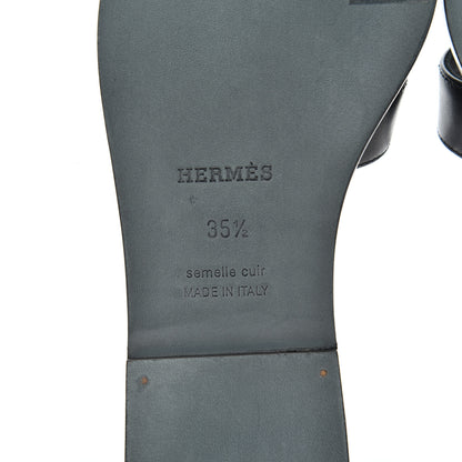 Hermes Box Calfskin Oran Sandals 35.5 Black 7 of 9