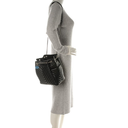 Chanel Lambskin Chevron Small Urban Spirit Drawstring Bag Black 2 of 7