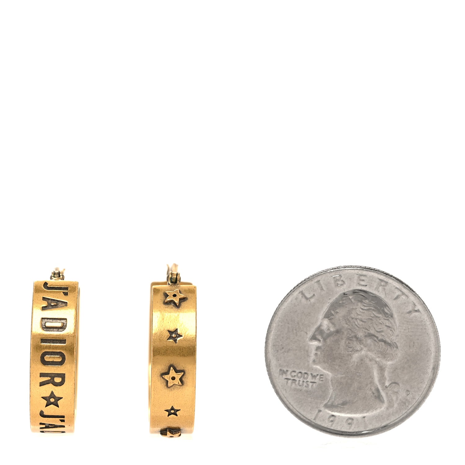 Christian Dior Metal Small J'Adior Star Hoop Earrings Aged Gold 2 of 4