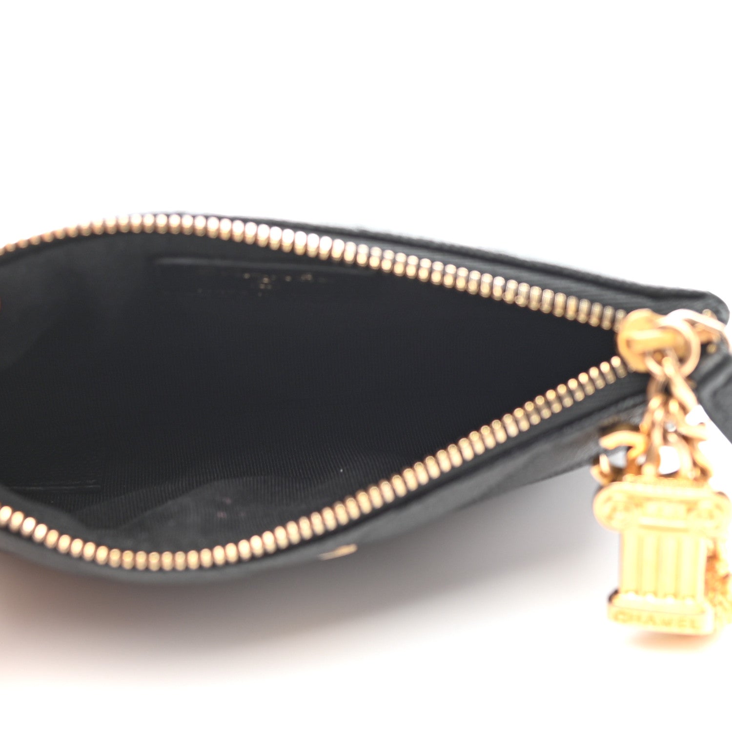 Chanel Caviar Chevron Quilted Small Ancient Greek Charms Cosmetic Case Black 5 of 7